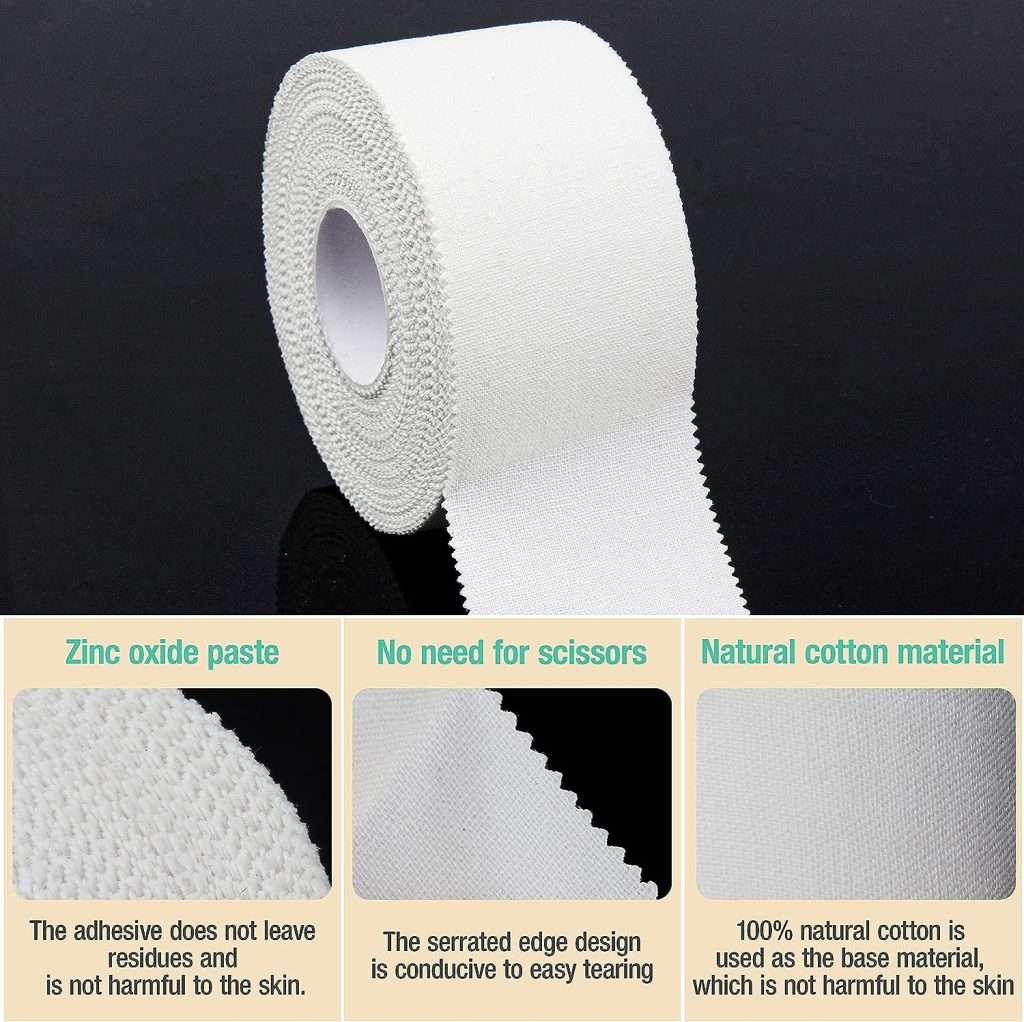 (3 Pack) White Athletic Sports Tape, Very Strong Easy Tear No Sticky Residue Tape for Athlete  Sport Trainers  First Aid Injury Wrap,Suitable for Bats,Tennis,Gymnastics  Boxing（1.5in X 35ft）