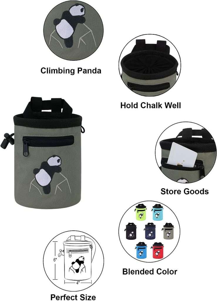 AMC Rock Climbing Panda Design Chalk Bag with Adjustable Belt