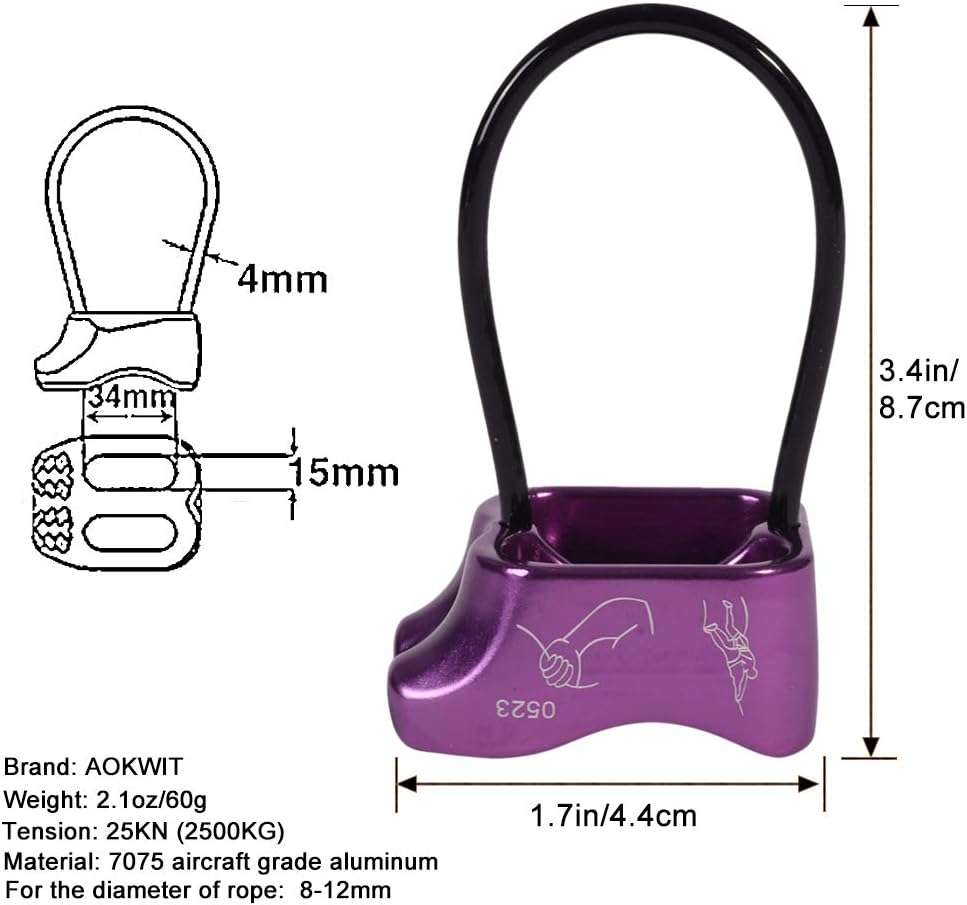 AOKWIT Professional 25KN Rappel ATC Belay Device Aluminum V-grooved Rock Climbing Belay Device Rappelling Descender Safety Equipment