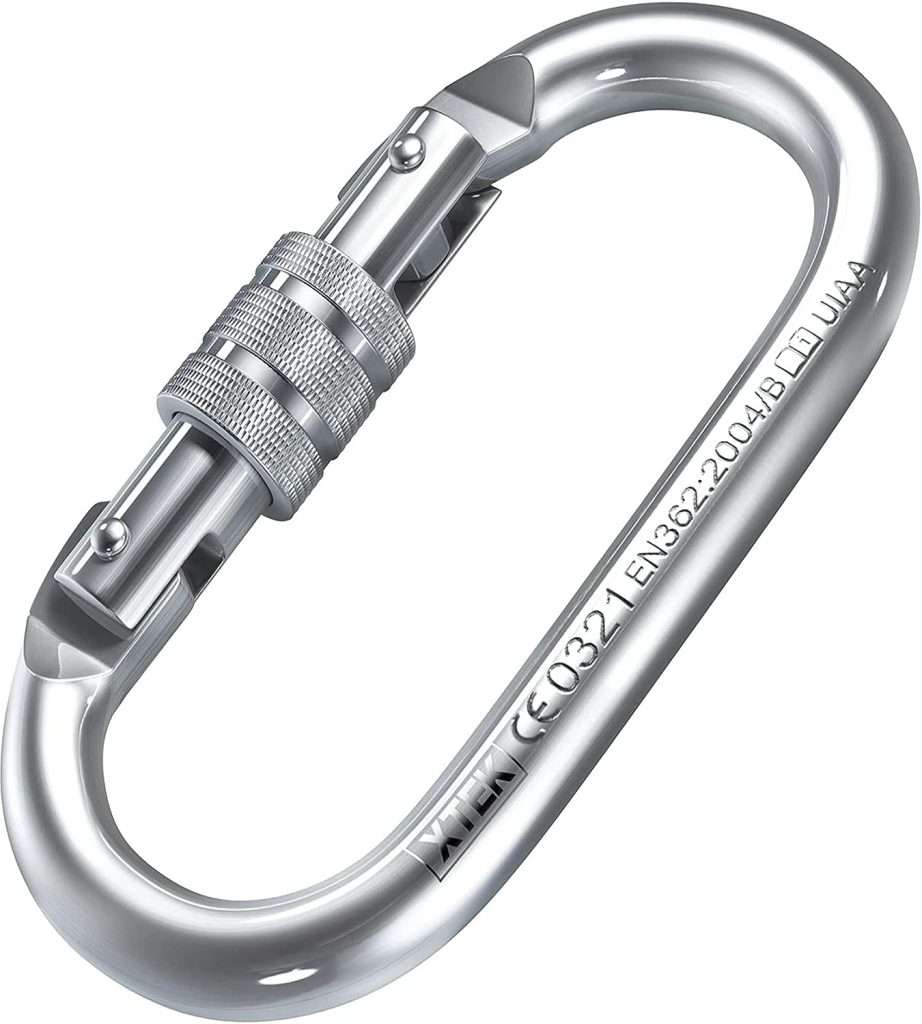 Climbing Carabiner – UIAA CE Rated 25kN/5620LB – Heavy Duty Twist Locking Carabiner Clip - Industrial Strength Large Steel Oval Carabiners - Rock Climbing Caribeener Clips for Rigging, Ropes