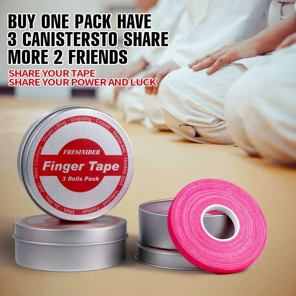 FRESINIDER Finger Tape - Strong Athletic Tape | 0.3” x 45 Feet (9 Pack) Tin Set | No Sticky Residue | for Rock Climbing, BJJ Jiu Jitsu, Grappling, Judo, MMA, Rock Climbing and Martial Arts (Pink)