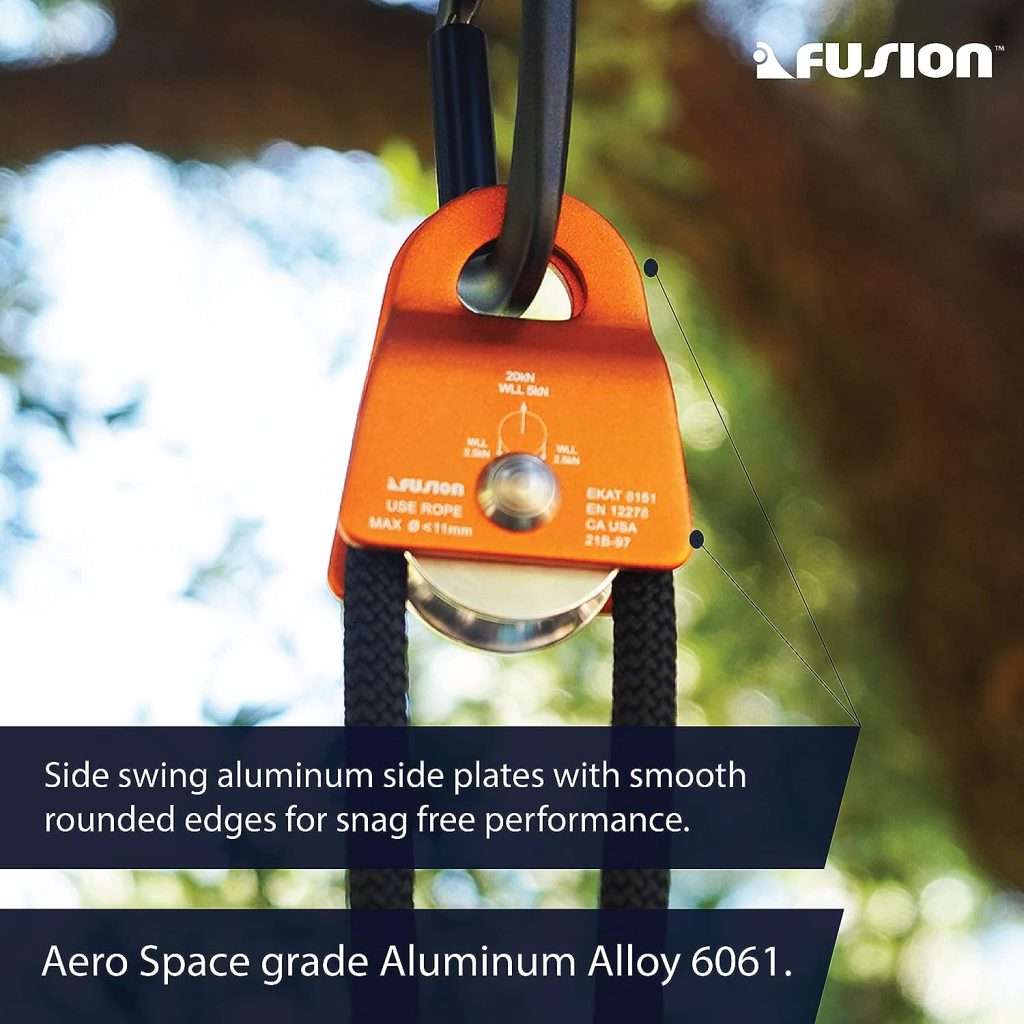 Fusion Climb Ekat Micro Aluminum Side Swing Pulley, Backyard Zipline, Trolley (Orange)