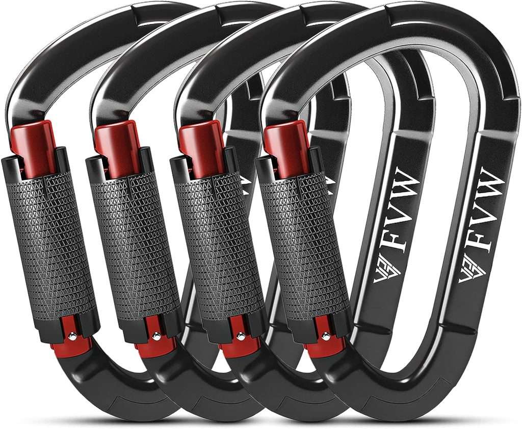 FVW Auto Locking Rock Climbing Carabiner Clips,Professional 25KN (5620 lbs) Heavy Duty Caribeaners for Rappelling Swing Rescue  Gym etc,Large Carabiners,D-Shaped