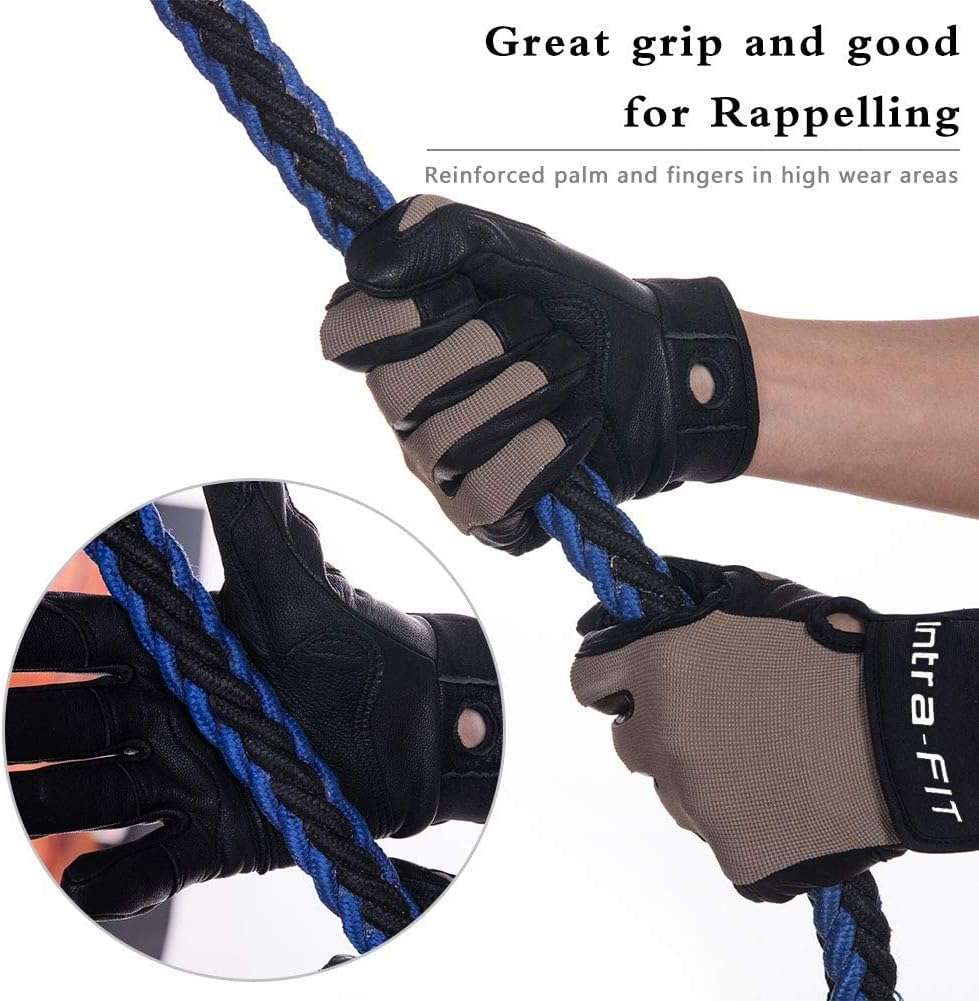 Intra-FIT Climbing Gloves Rope Gloves,Perfect for Rappelling, Rescue, Rock/Tree/Wall/Mountain Climbing, Adventure, Outdoor Sports, Soft, Comfortable,Improved Dexterity, Durable