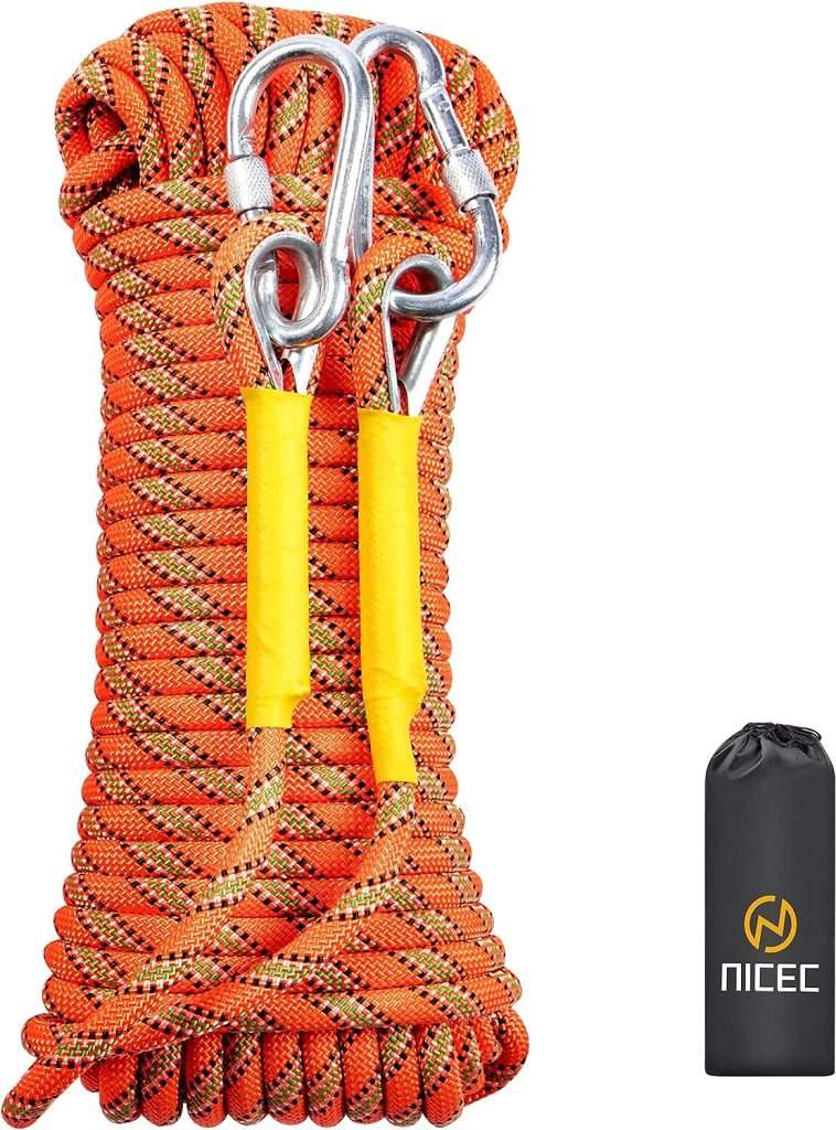 Nice C Climbing Rope, Dynamic Climbing Rope, Tree, Rock, Escape 10mm 32ft/64ft/96ft/160ft/230ft/500ft/985ft/1000ft with Carry Bag Rescue Rope (20M/64ft)