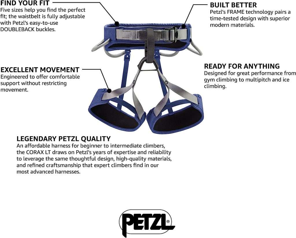 Petzl CORAX LT Mens Harness - Comfortable, Durable, and Versatile Rock Climbing Harness