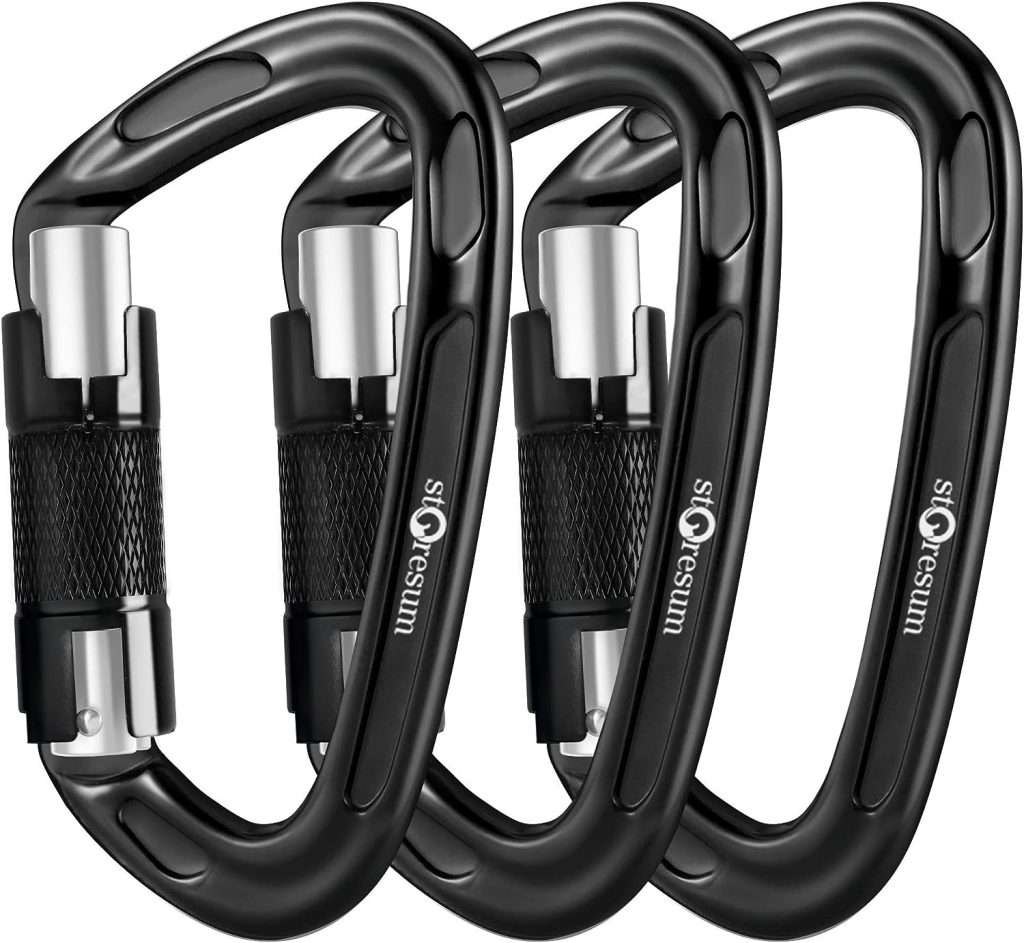 Storesum UIAA Certified Climbing Carabiner -3 Pack 24KN (5400 lbs) Carabiner Heavy Duty Locking Carabiner Clip Climbing Gear for Rock Climbing Gear,Camping,Climbing Equipment,Large Carabiner