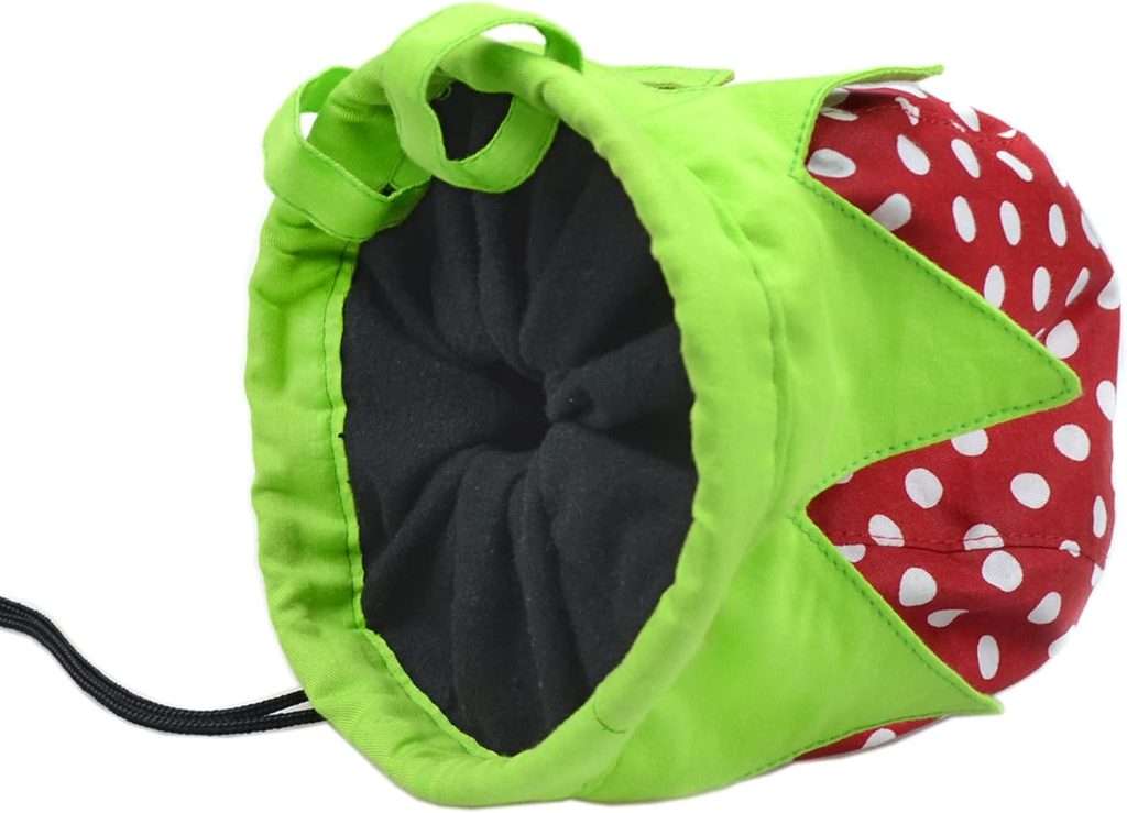 Strawberry Chalk Bag with Carabiner Drawstring for Rock Climbing Weight Lifting Rock Climbing Bag Chalkbag