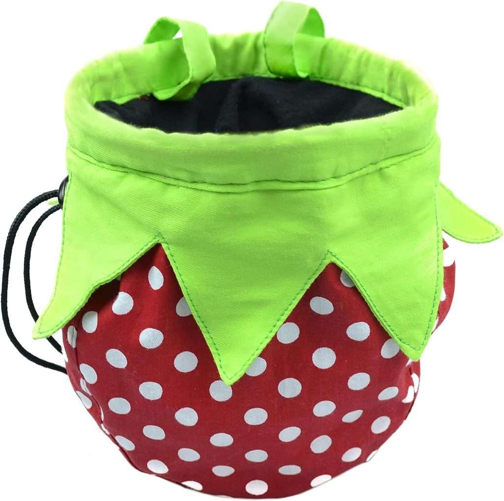 Strawberry Chalk Bag with Carabiner Drawstring for Rock Climbing Weight Lifting Rock Climbing Bag Chalkbag