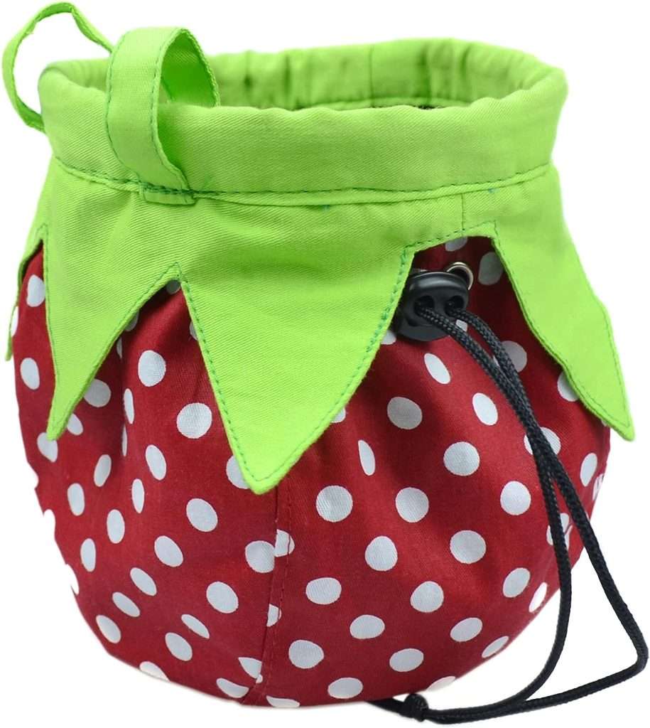 Strawberry Chalk Bag with Carabiner Drawstring for Rock Climbing Weight Lifting Rock Climbing Bag Chalkbag