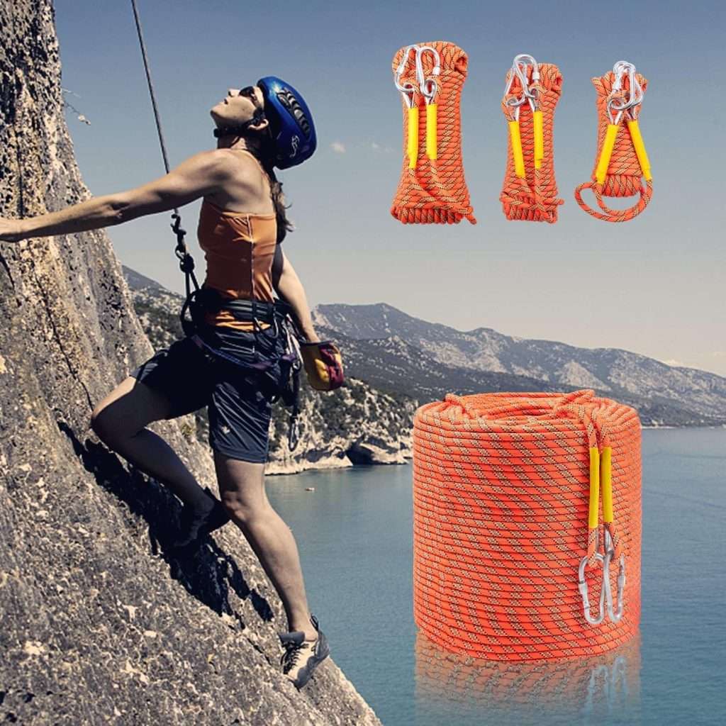 WGOS Climbing Rope, Dynamic Rock Climbing Rope, Braided Polyester Arborist Rigging Rope, Escape Equipment in 32ft/64ft/96ft/160ft/230ft/500ft/985ft with Carry Bag