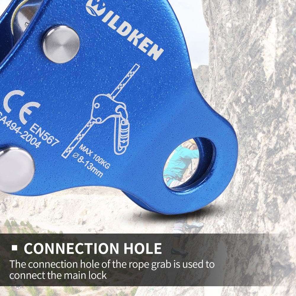 WILDKEN Climbing Ascender Fall Protection Belay Device Climbing Rope Grab for Rock Climbing Mountaineering Tree Arborist Expedition Caving Rescue Aerial Work